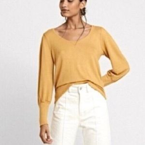 Mustard puff sleeve Madewell top